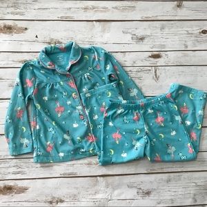 CARTER’S Blue Button Down Fleece Pajamas ballerina